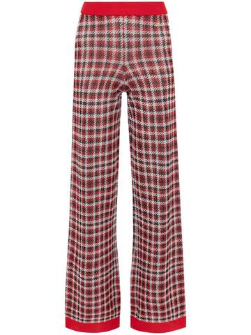 jw anderson check-pattern logo-plaque trousers - red