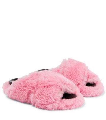 Marni Fussbett flat shearling sandals in pink