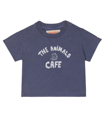 The Animals Observatory Baby Rooster printed cotton T-shirt in blue