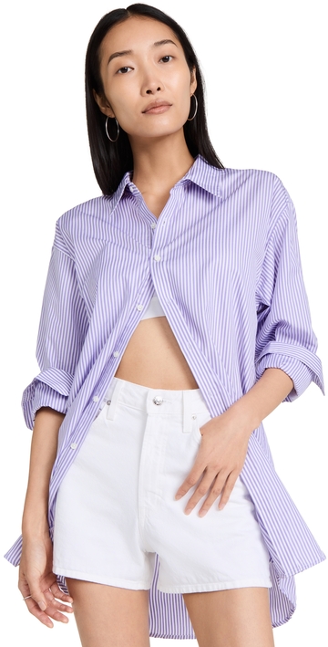 sprwmn oversized shirt striped purple m