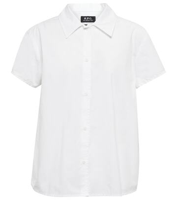 a.p.c. marina short-sleeved cotton shirt in white