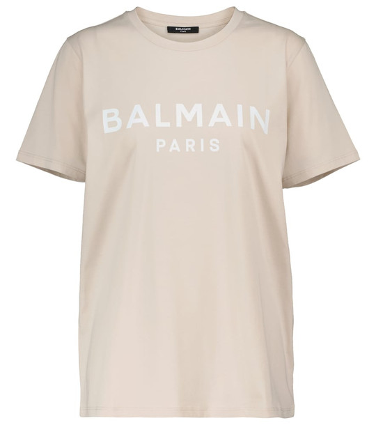 Balmain Logo cotton T-shirt in beige