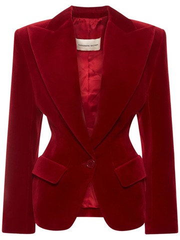 ALEXANDRE VAUTHIER Single Breast Velvet Smoking Jacket in red