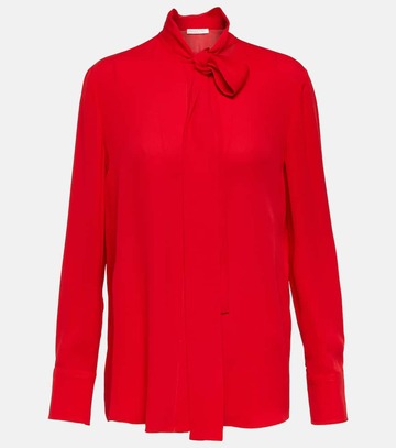 valentino bow-detail silk blouse in red