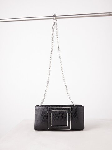 staud - shirley snake-effect leather clutch bag - womens - black