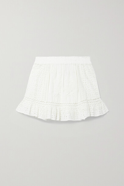 LoveShackFancy - Baydar Embroidered Broderie Anglaise Cotton-voile Mini Skirt - White