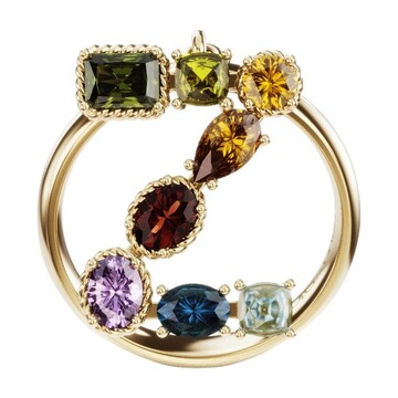 Dolce & Gabbana Rainbow alphabet Z ring in yellow gold with multicolor fine gems