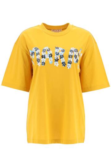 Marni Daisy Logo T-shirt in gold / yellow