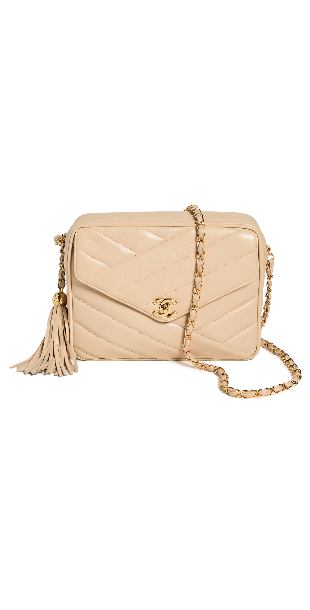 What Goes Around Comes Around Chanel Beige Quilted Crossbody Bag