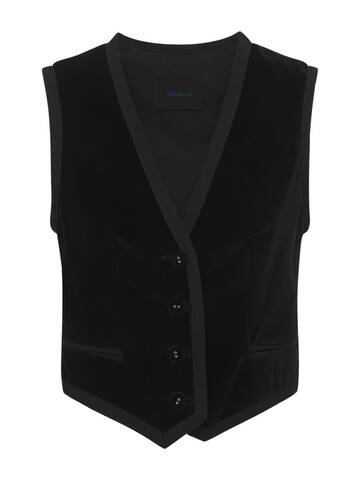 COSTARELLOS Buttoned Cotton Velvet Vest in black