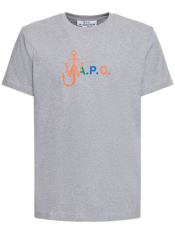 a.p.c. a.p.c. x jw anderson cotton t-shirt in grey