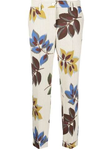 p.a.r.o.s.h. p.a.r.o.s.h. floral-print cotton-blend cropped trousers - neutrals
