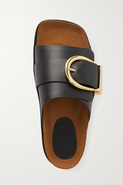Khaite - Thompson Buckled Leather Slides - Black
