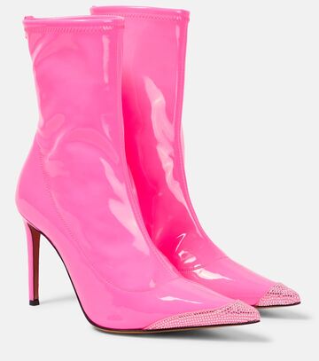 alexandre vauthier crystal-embellished faux leather ankle boots in pink