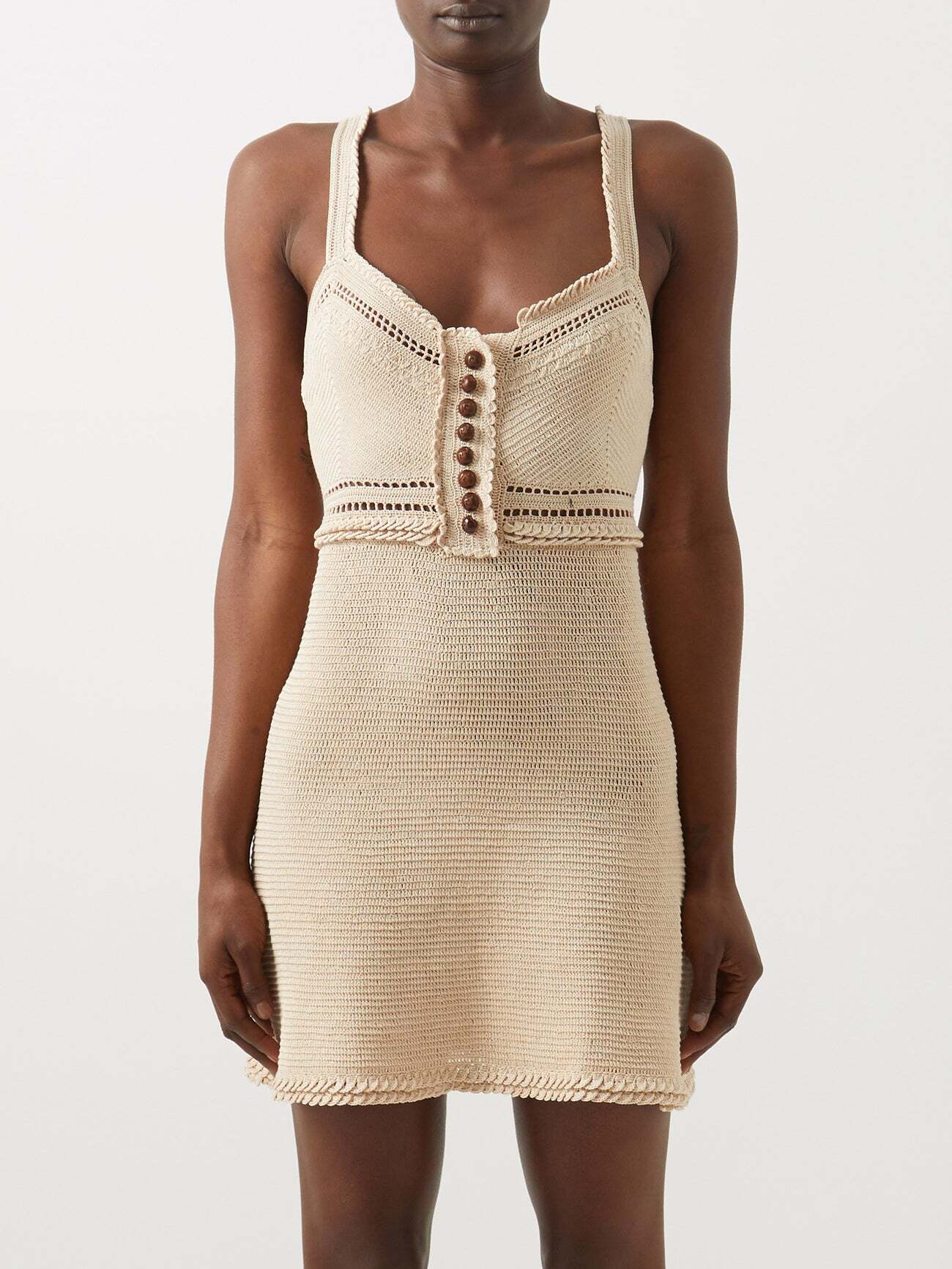 Paco Rabanne - Crocheted Cotton Mini Dress - Womens - Ivory