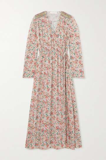 See By Chloé See By Chloé - Smocked Floral-print Crepe Midi Wrap Dress - Pink