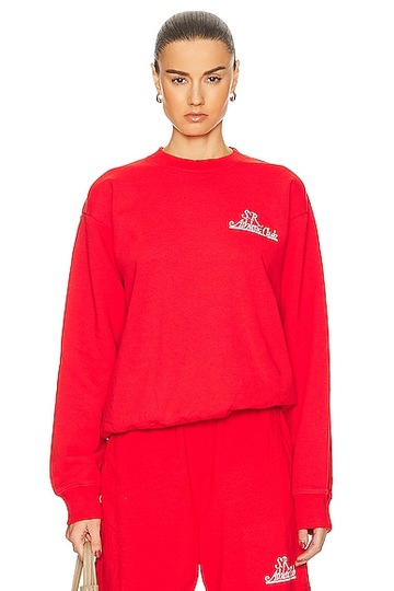 sporty & rich prep crewneck sweater in red