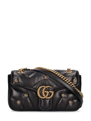 gucci small gg marmont leather shoulder bag in black