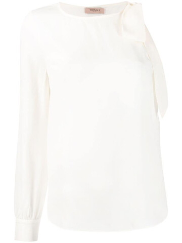 Twin-Set asymmetric bow-embellished blouse in white