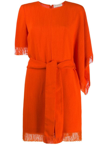 Emilio Pucci fringed edge dress in orange