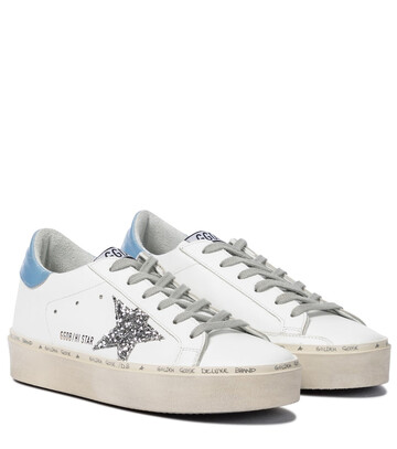 golden goose hi star leather sneakers in white