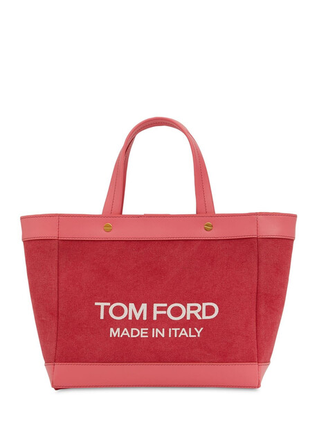 TOM FORD Logo Mini Canvas & Leather Shopping Bag in coral