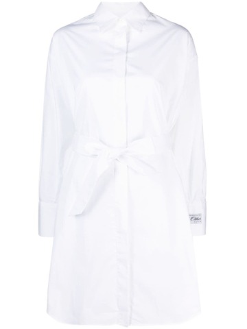 each x other belted cotton shirt dress - white