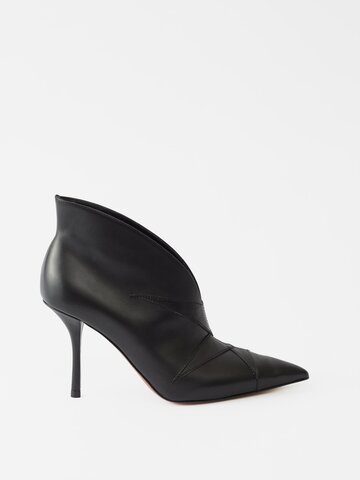alaïa alaïa - topstitched 90 leather heeled boots - womens - black