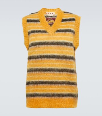 marni striped mohair-blend sweater vest in yellow
