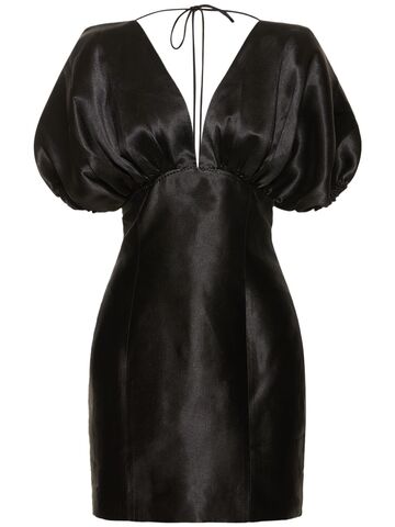 rotate embellished puff sleeve mini dress in black