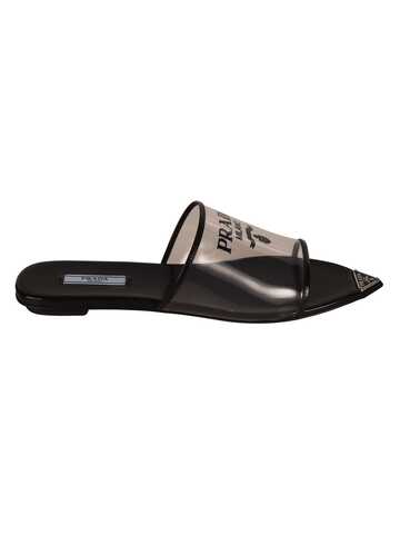 Prada Plex Logo Flat Sandals in black