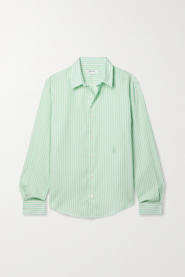sporty & rich - embroidered striped tencel™ lyocell shirt - green
