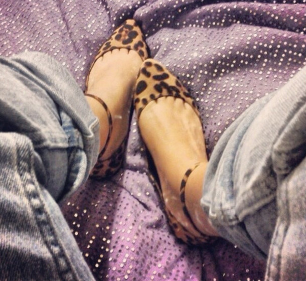 leopard flats with ankle strap