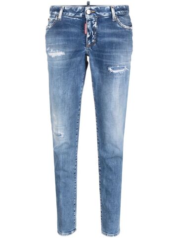 dsquared2 distressed-effect cropped jeans - blue