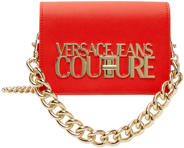 versace jeans couture orange lock bag in red