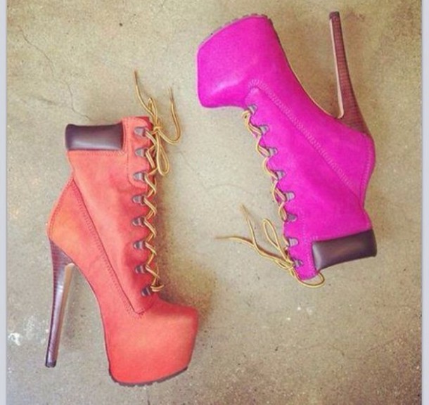 shoes neon pink boots booties ankle boots ankle boots nubuck