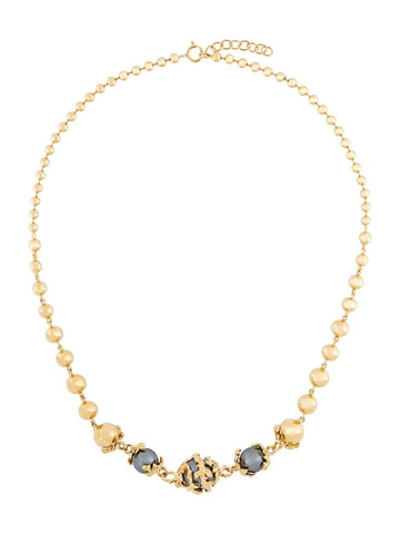 Kasun London orb & 3 pearls necklace in metallic