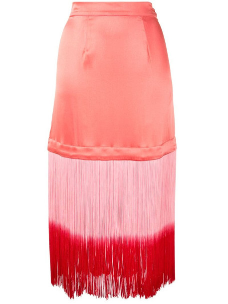 Taller Marmo fringed trim straight skirt in pink