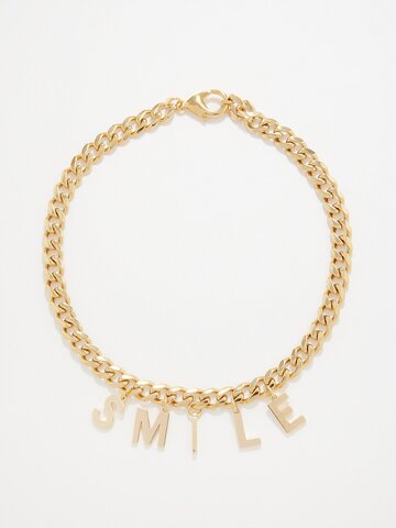 joolz by martha calvo - smile 14kt gold-plated necklace - womens - yellow gold
