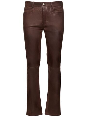 rick owens tyrone leather pants in brown