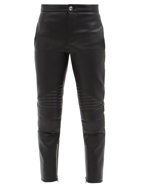 Bottega Veneta - Ribbed-panel Leather Trousers - Womens - Black