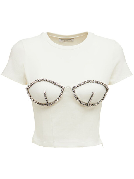 AREA Crystal Bustier Cup T-shirt in white