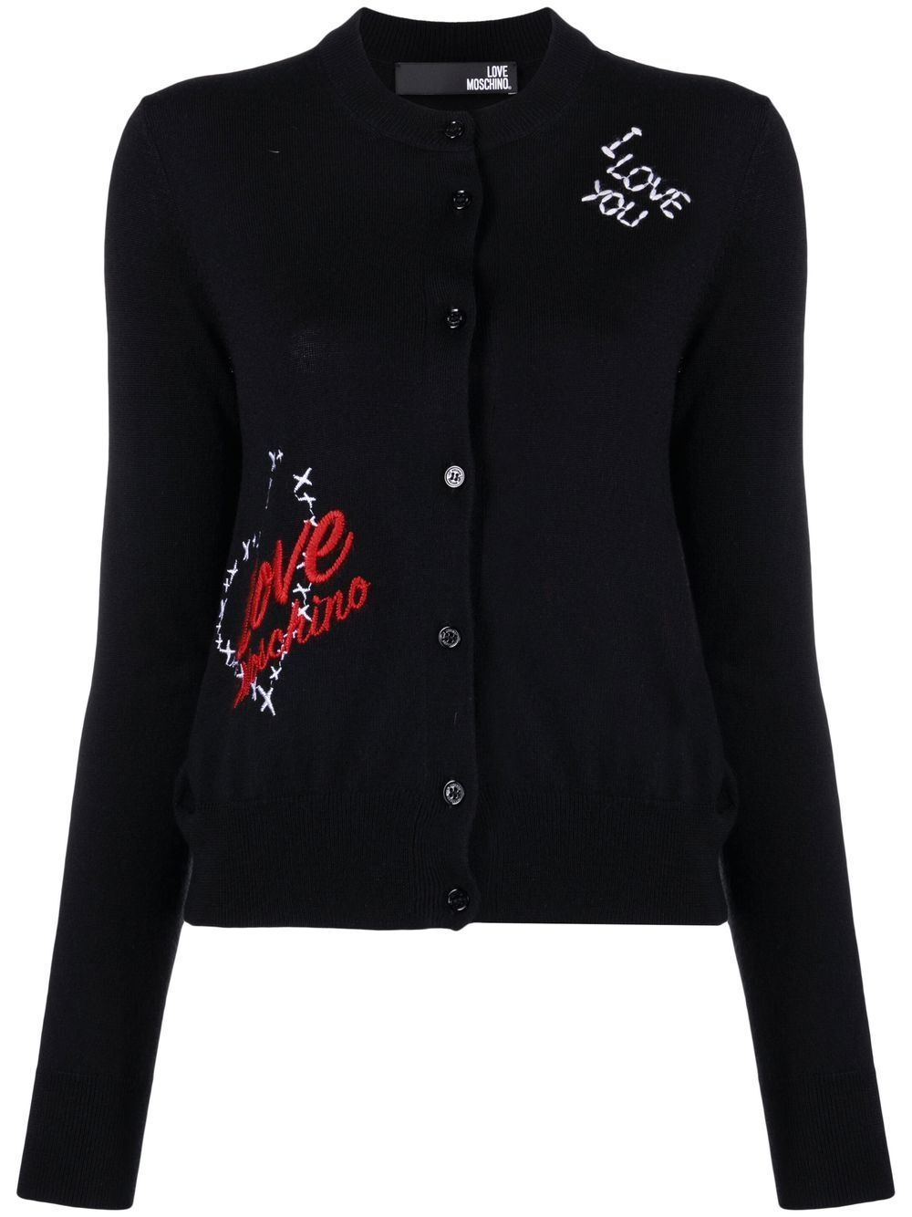 Love Moschino logo-embroidered cardigan - Black