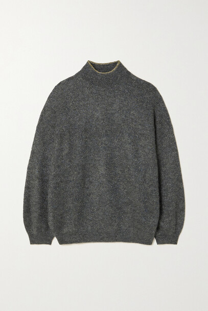 Brunello Cucinelli - Metallic Knitted Sweater - Gray