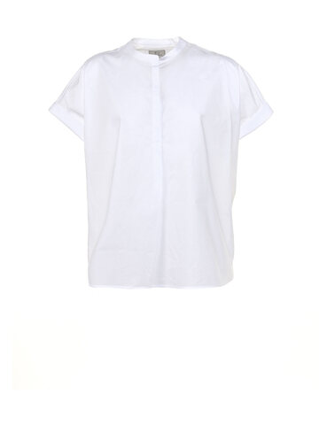 Woolrich Oversized Shirt With Mao Collar in white