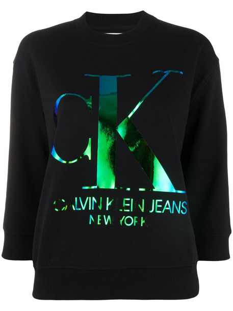 Calvin Klein Jeans 3/4 sleeves logo sweatshirt in black