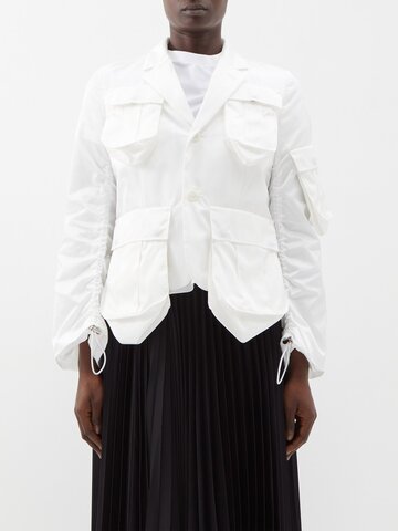 noir kei ninomiya - flap-pocket gathered-sleeve bomber jacket - womens - off white