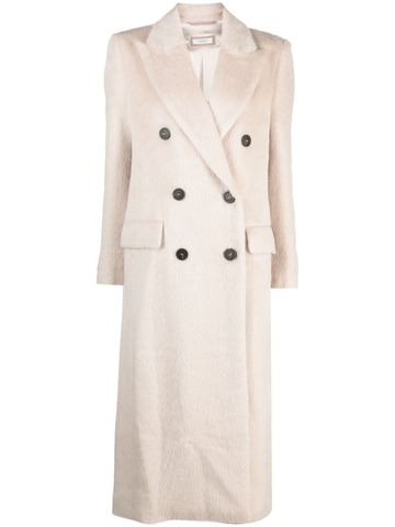 peserico abric double-breasted coat - neutrals