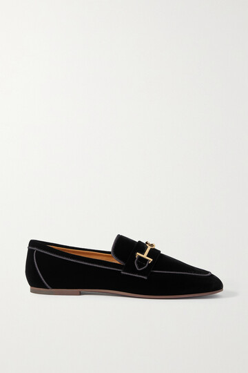 tod's - embellished velvet loafers - black