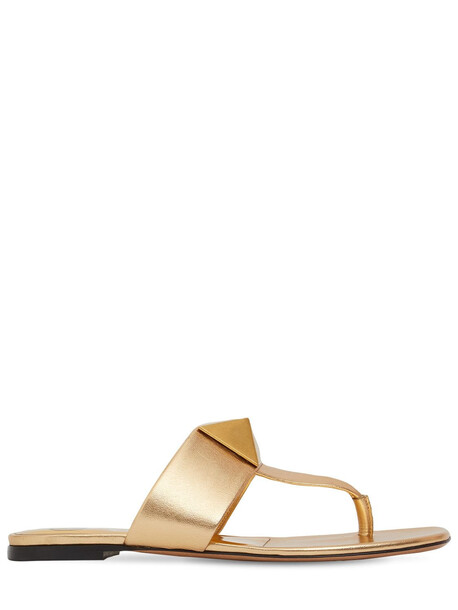 VALENTINO GARAVANI 10mm One Stud Leather Thong Sandals in gold